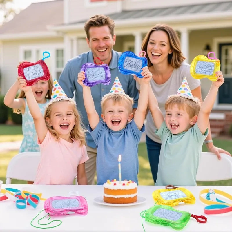 12 Pcs Mini Magnetic Drawing Board 6 Different Color Erasable Keychain Drawing Board Writing Pad for Boys and Girls Party Favors for Kids 8-12