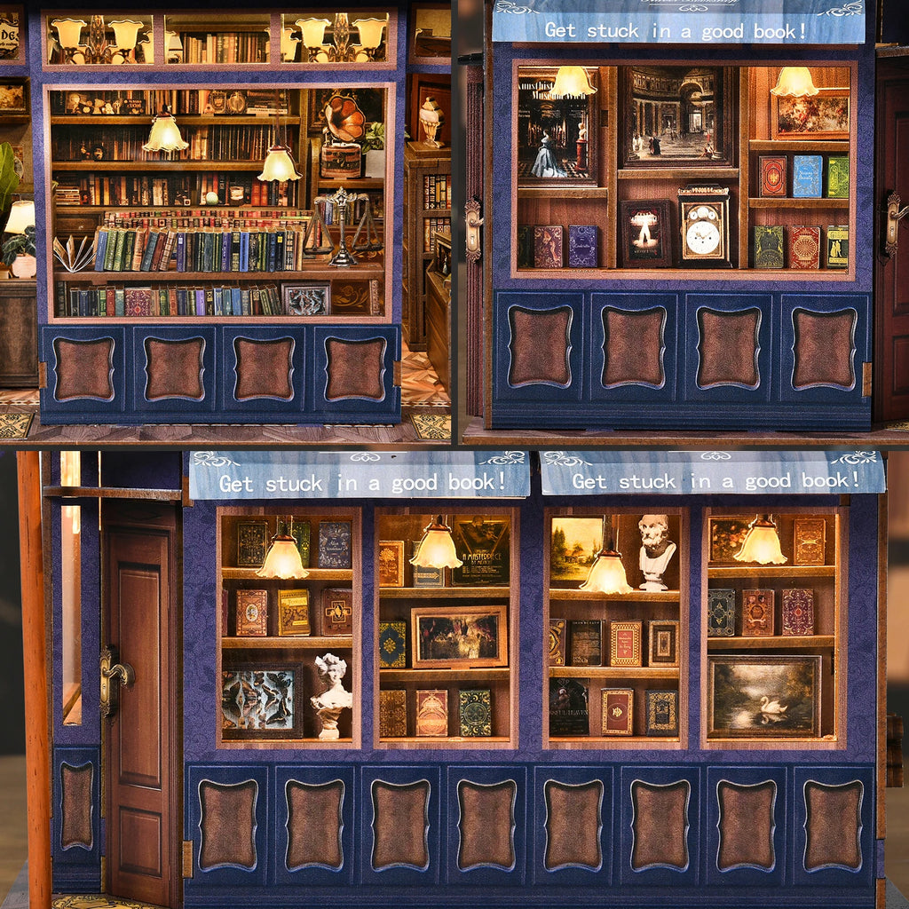 DIY Book Nook Kit, Bookstore 3D Wooden Bookshelf Insert