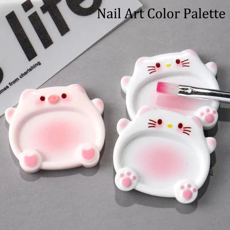 Cartoon Pig Nail Art Color Mixing Palette, 2-Pack