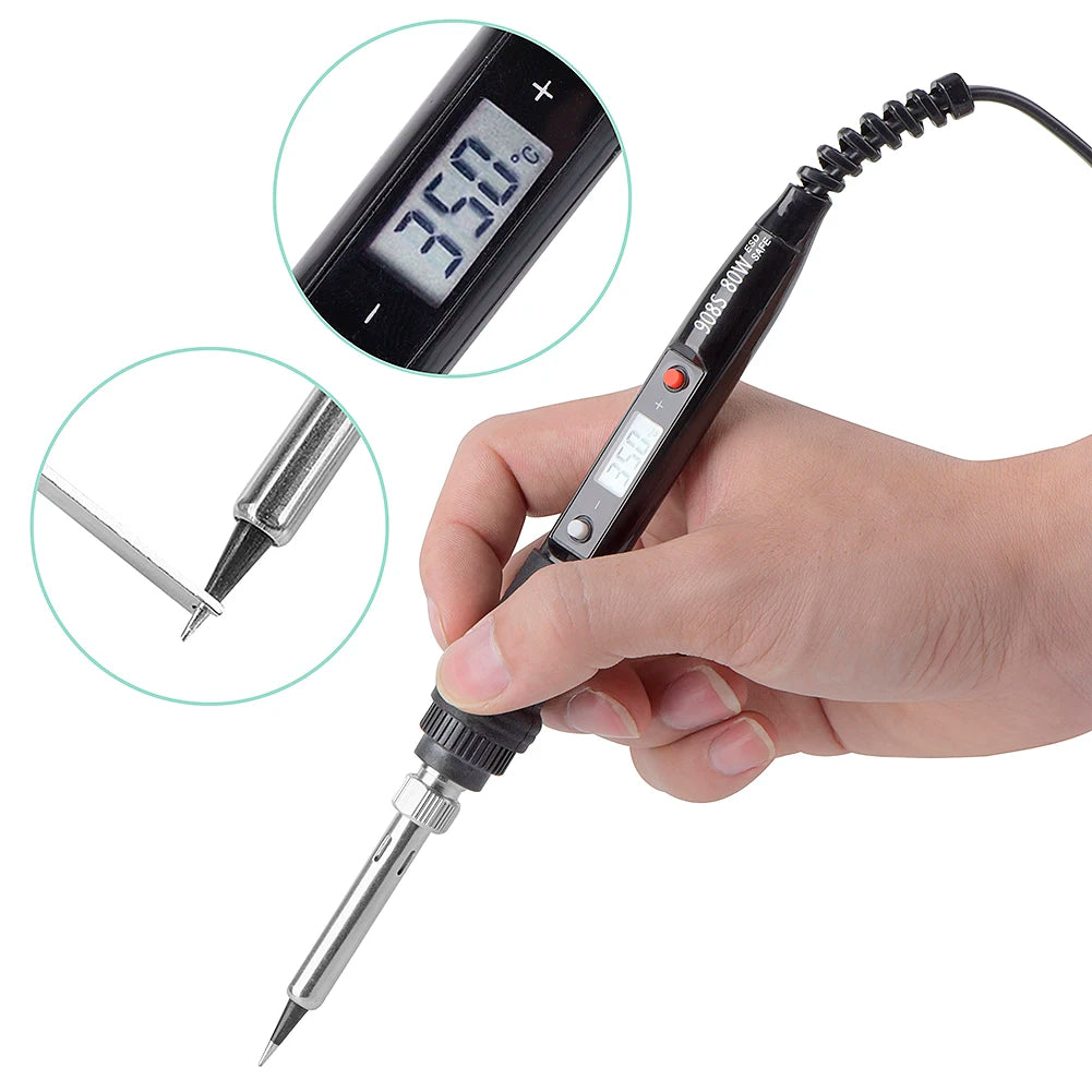 80W Electric Soldering Iron Kit with LCD Temperature Control, Tips and Solder Paste
