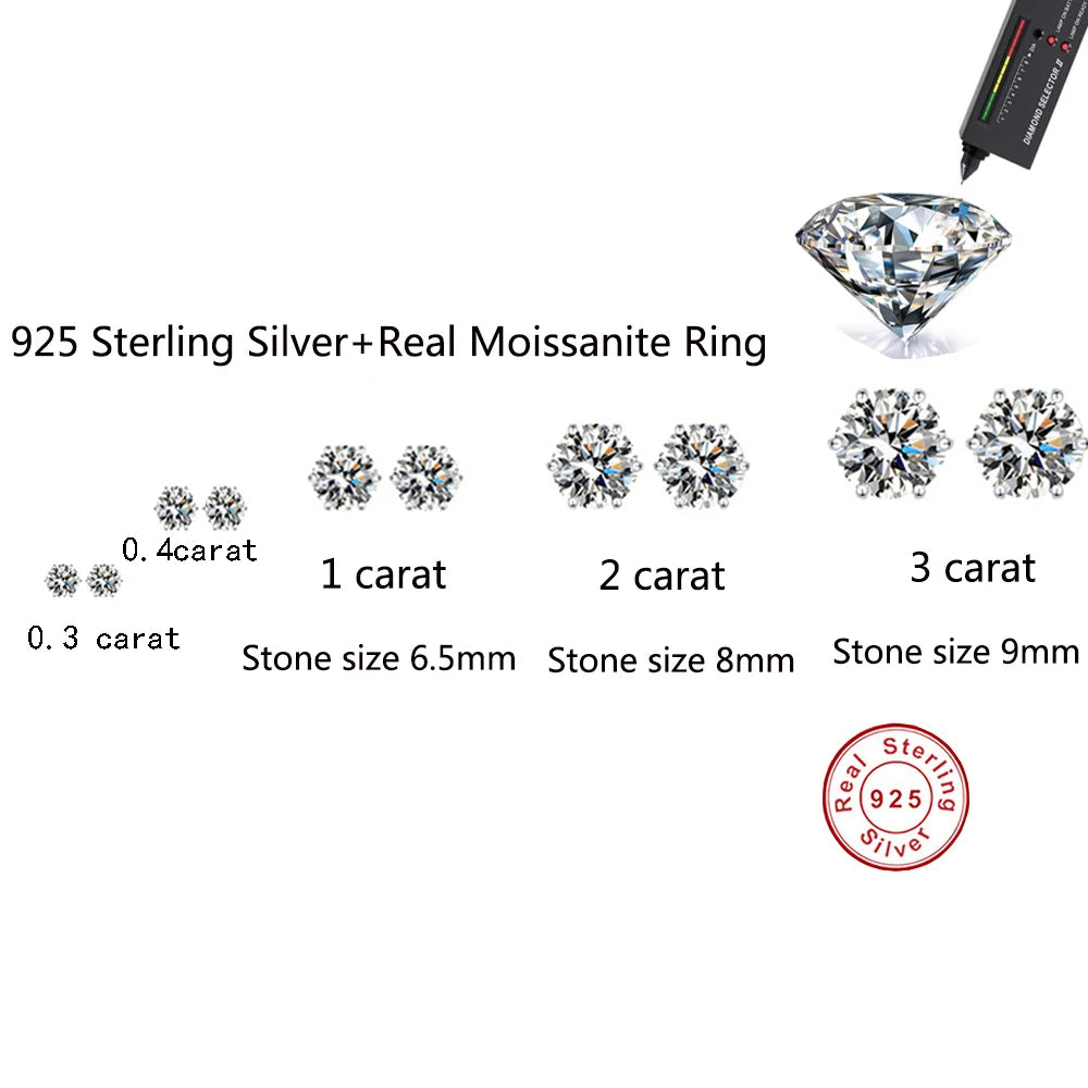 925 Sterling Silver Moissanite Stud Earrings