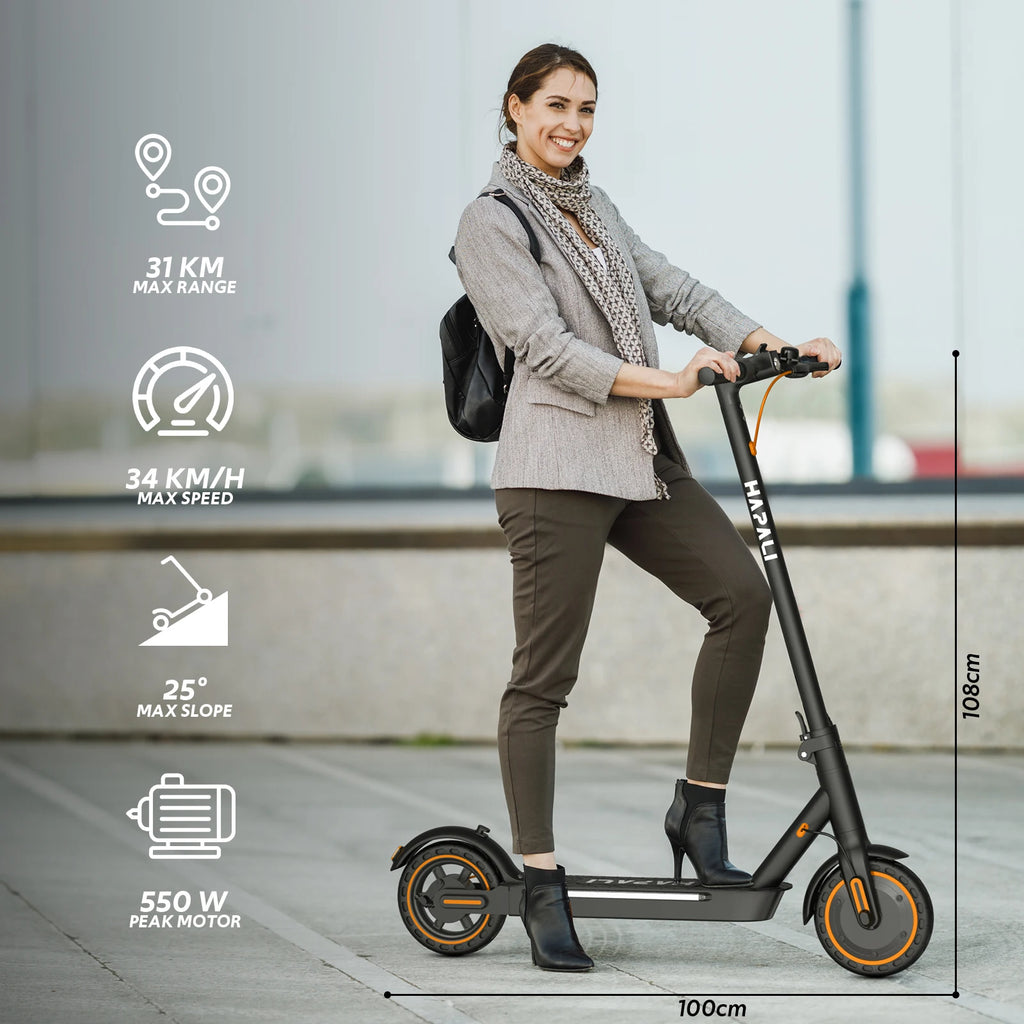 Electric Scooter for Adults, Up to 19 Miles & 19 MPH, 550W Motor, Front Suspension, Built-in Side Lights