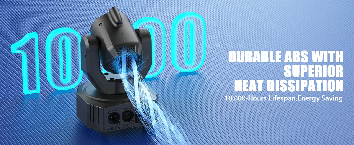 Mini 30W LED Moving Head Spot Light, 4-in-1 RGBW DMX Sound-Activated DJ Light