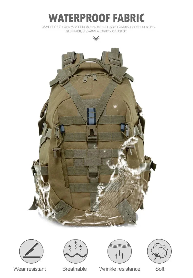 35L Men's Outdoor Hiking Backpack with MOLLE System, Reflective Strip and Dual Cup Holders
