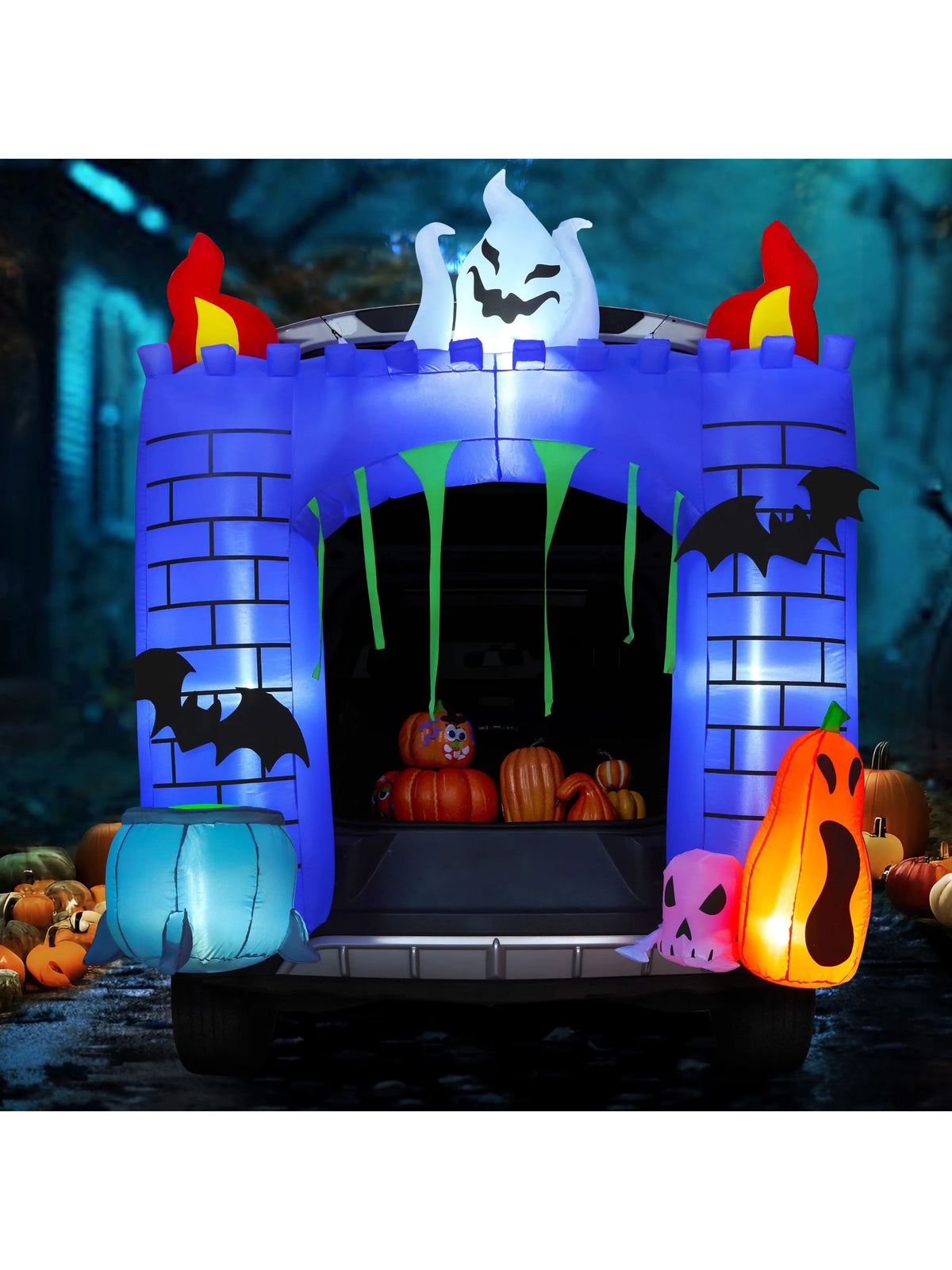 Halloween 6 ft Inflatable Haunted Castle with Ghost and Pumpkin