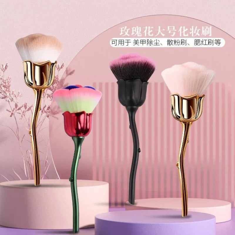 Fashion Rose Shaped Nail Brushes Women Manicure Nail Art Dust Brush Gel Polish Dust Cleaning Nail Brushes Tool Nail Supplies