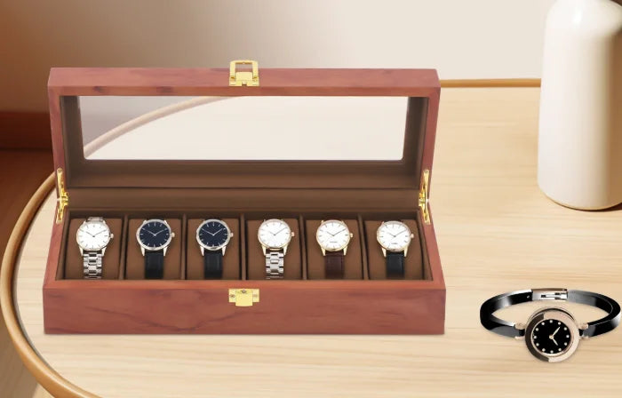Large Wooden 30 Slots Watch Box for Collection Rectangular Anti-slip Multifunctional Watch and Jewelry Storage Case Display Cabinet for Home Velvet