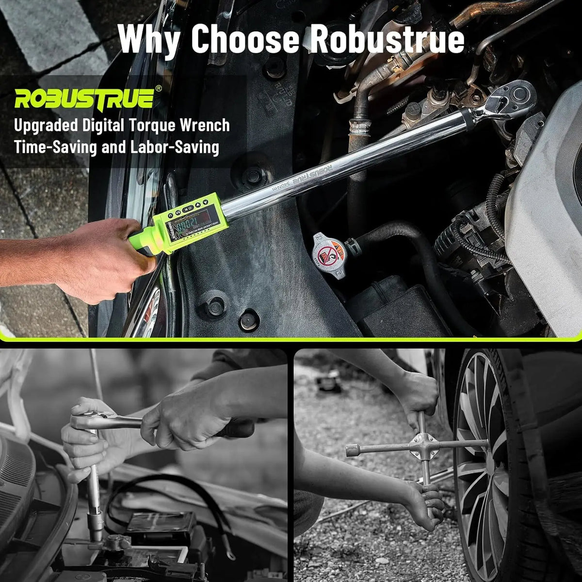 Robustrue TH340 1/2" Digital Torque Wrench Kit 300Nm ±2% 500 Data Memory & 10 Preset