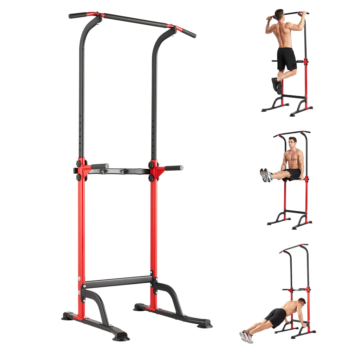 Heavy Duty Pull Up Dip Station for Home Gym - 330LBS Capacity Power Tower with Adjustable Height, Multi-Function Strength Training Equipment for Chin Ups, Push Ups, Dips & Leg Raises