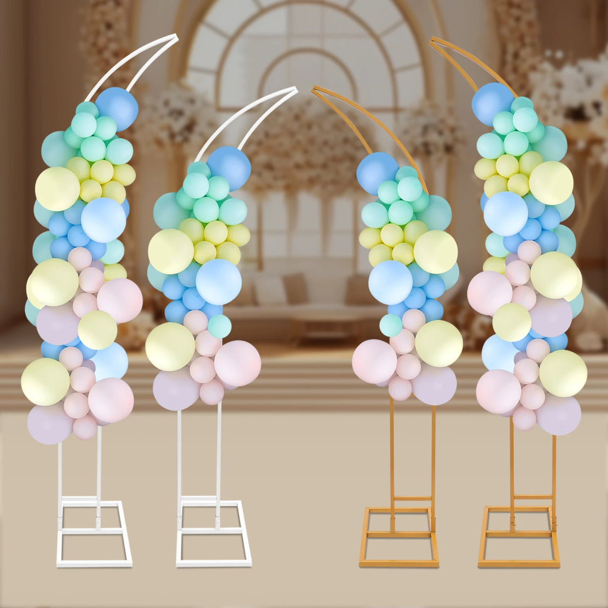 2-Piece Curved Wedding Arch Stand  Ceremony Backdrop Bracket Decorative Arch Frame for Weddings/Parties