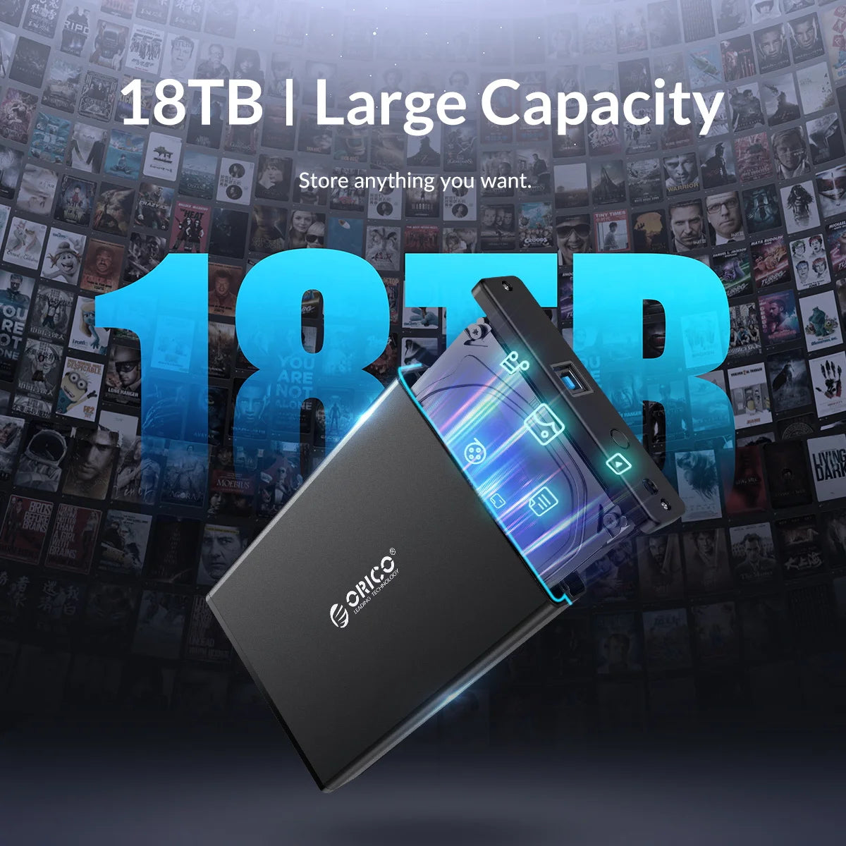 ORICO 3.5 inch Hard Drive Enclosure, USB-C and USB 3.0 SATA External HDD Case