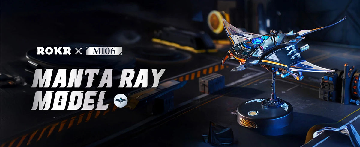 ROKR Mechanical Manta Ray 3D Metal Puzzle - Dynamic Bionic Model, Adult Assembly Model MI06