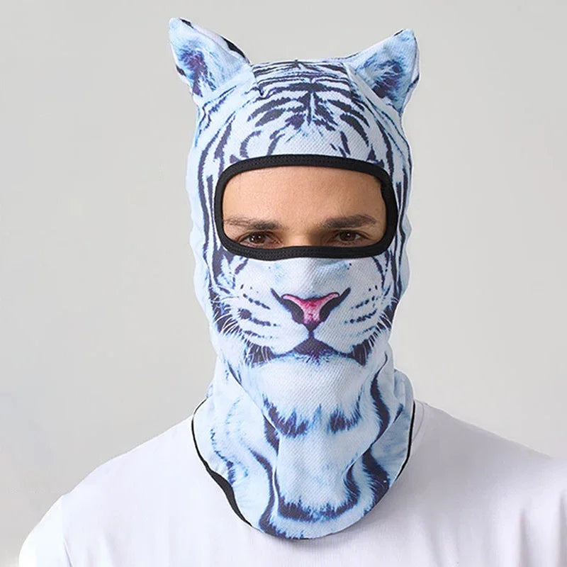 Cute 3D Cat Balaclava Full Face Hood for Men Women, Animal Ski Mask for Snowboard Motocross, Winter Warm Face Cover Gift