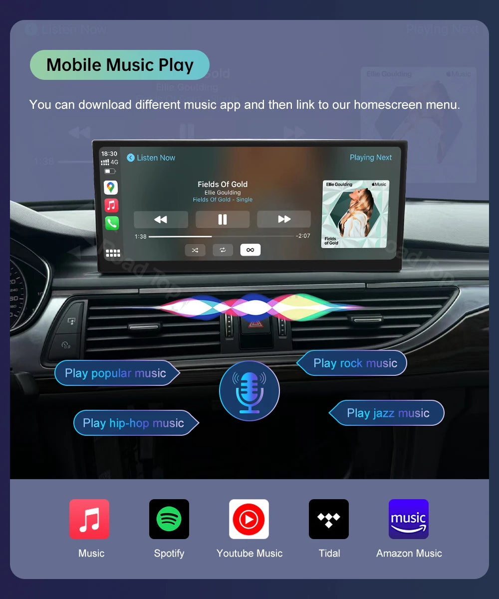 Road Top 12.3" Wireless CarPlay & Android Auto Car Screen