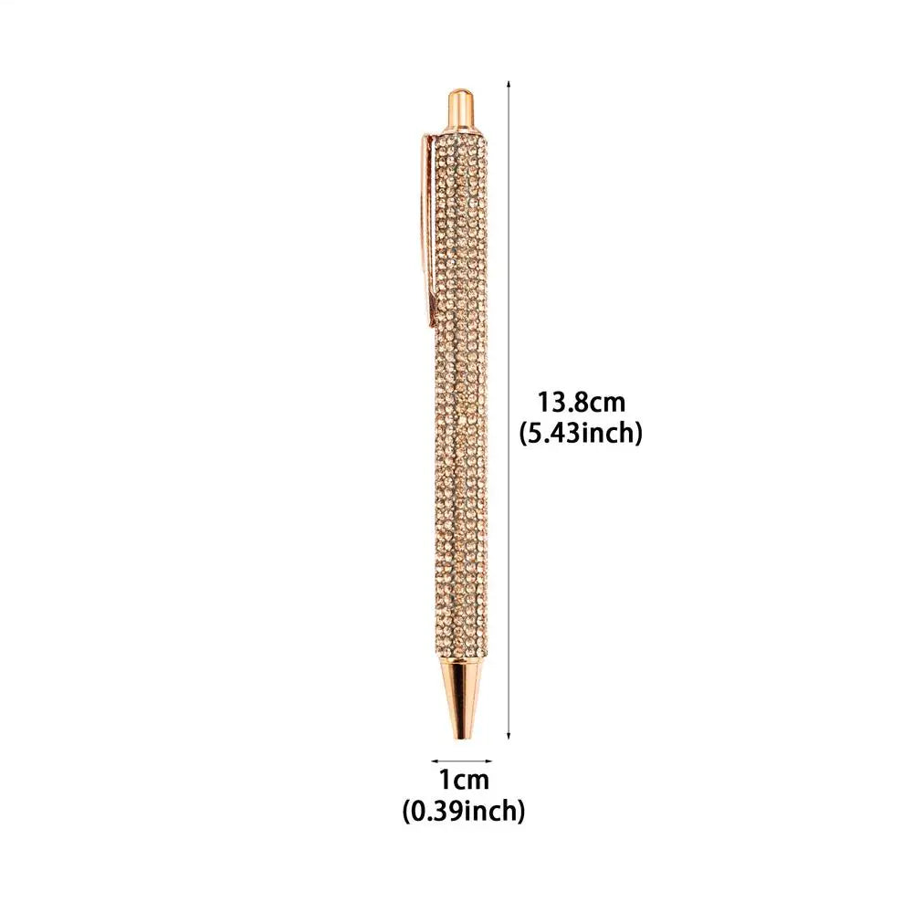 Ballpoint Pen Pearl Rhinestone Ballpoint Pen Retractable Ink Rhinestone Pen Luxury Rhinestone Cute Rose Gold Metal Stationery