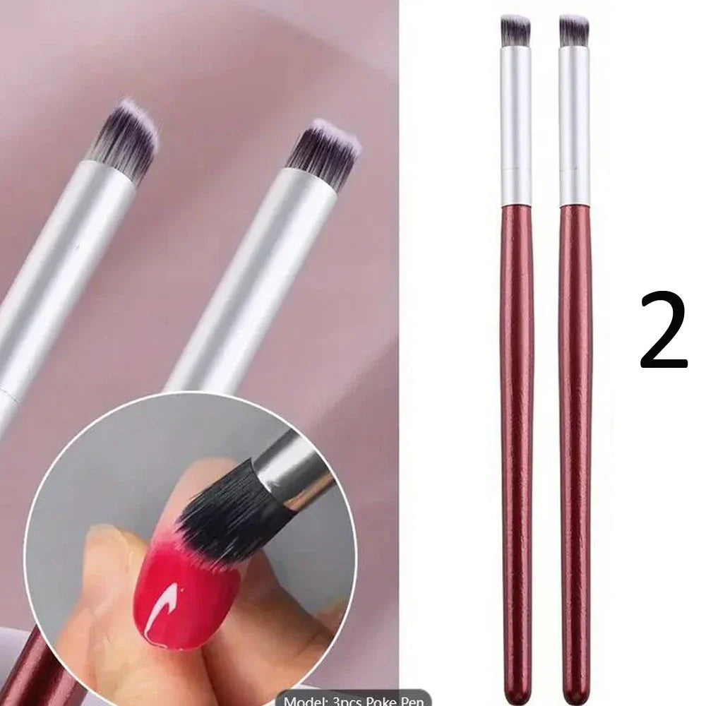 2Pcs Black Wooden Handle Ombre Gradient Nail Brush UV Gel Drawing Smudge Tool Professional Salon DIY Manicure Supply