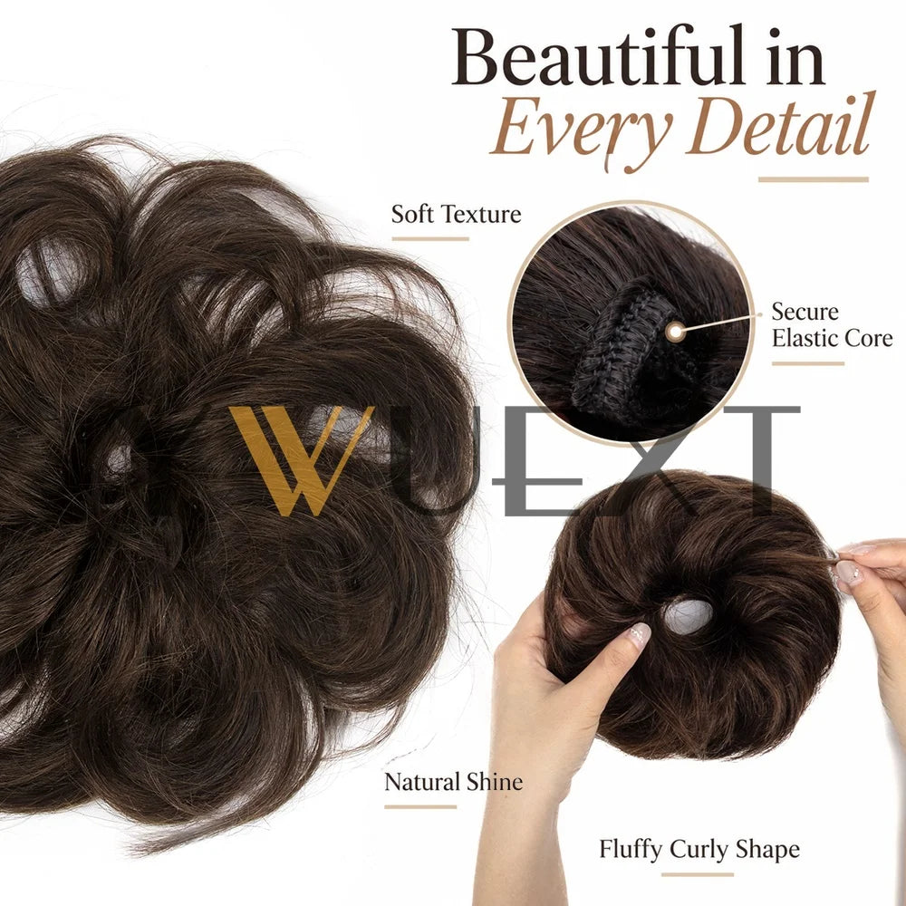 Curly Human Hair Bun Chignon