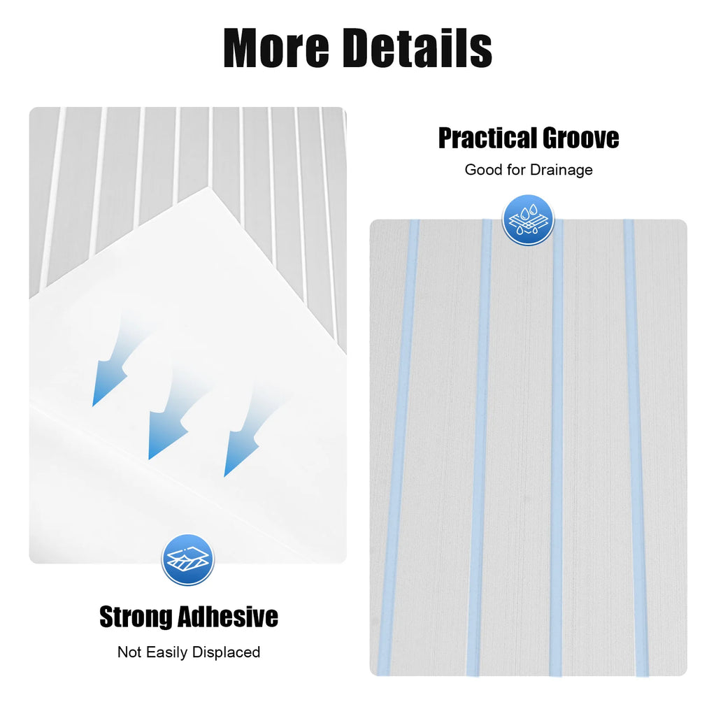 Self-Adhesive EVA Foam Floor Mat 90x240cm Faux Teak Waterproof Boat Decking RV Floor Pad 6mm Thick for Marine Caravan Home Gym