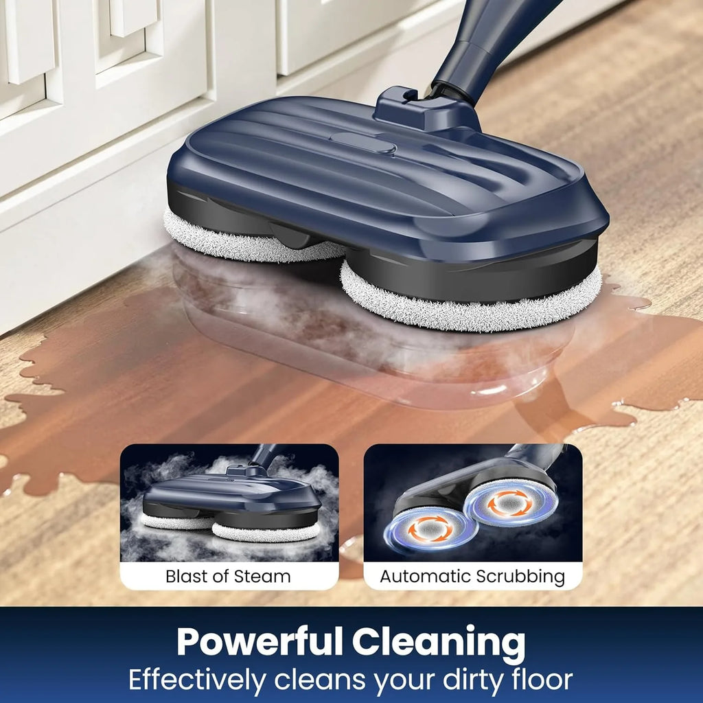 VM6 Steam Mop Cleaner with Rotating Mop Pads 1300W Powerful Floor Steamer 10 in 1 Lightweight Spin Mop High Temperature with Steam Blaster Technology
