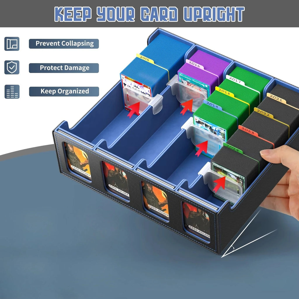 Premium Four-Row Large Capacity Diamond PU Leather Card Storage Box with Double Window Chessboard Design for YU GI OH