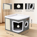 Multi-Layer Cat Bed With Double-Layer Bed, Toy Tunnel And Foldable Cat Scratching Post - Comfortable Indoor Cat Cube Bed, Equipped With Plush Hanging Balls, A Pet Christmas Gift, A Must-Have For Home.