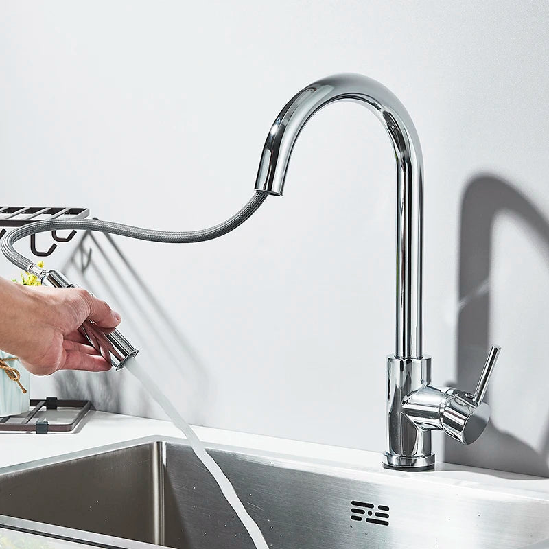 Matte Black Pull-Out Kitchen Faucet with 2 Spray Modes