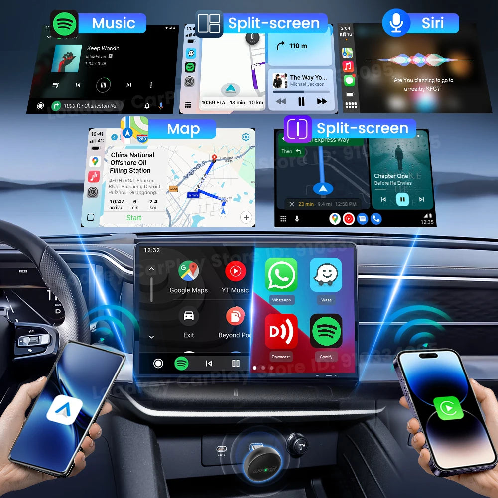New CarlinKit Mini Ultra3 Wireless CarPlay Adapter Android Auto Wireless Dongle 2-In-1 Wireless Adapter Auto Connect 5.8G Wifi
