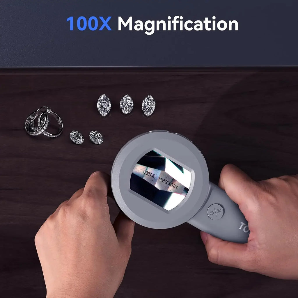 TOMLOV P10 Kids Microscope Digital Portable 100X Illuminated Jewelers Loupe Handheld Coin Magnifier with Light for Error Coins Collector Pocket Trichome Magnifying Glass