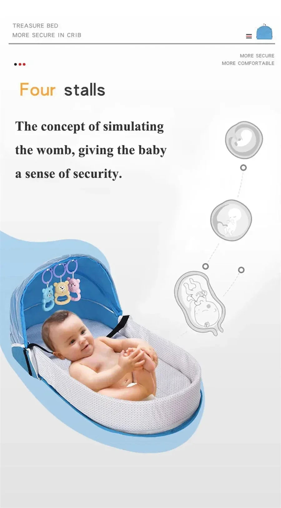 Portable Foldable Baby Bassinet, Travel Crib Bed for Newborns