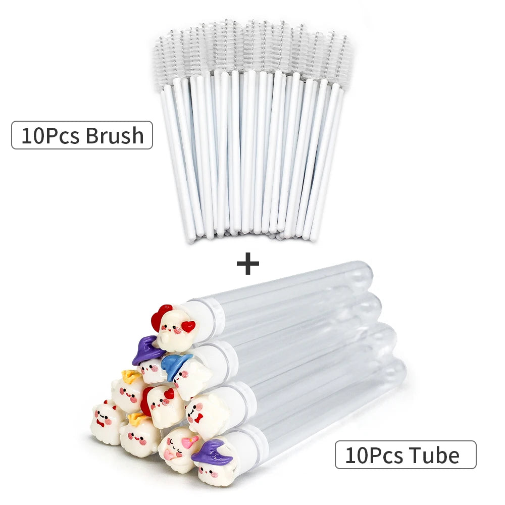 10/50pcs Reusable Eyelash Brush Halloween Tube Mascara Wand - Spooky & Cute With Tube Eyelash Wands Eyebrow Brush Replaceable