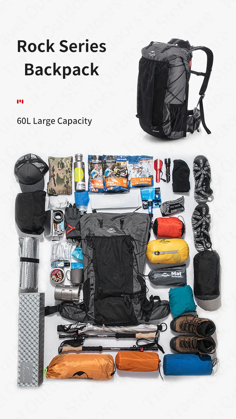 Outdoor Mountaining Backpack Waterproof High Capacity Sports Climbing Ultralight Hiking Travel Bag With Rain Cover