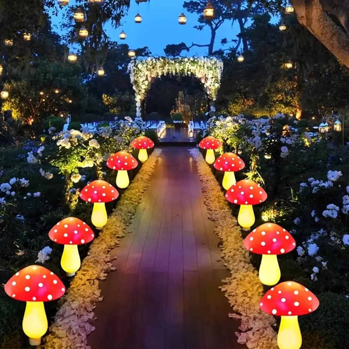 Solar Mushroom Garden Stake Lights, 8 Pack