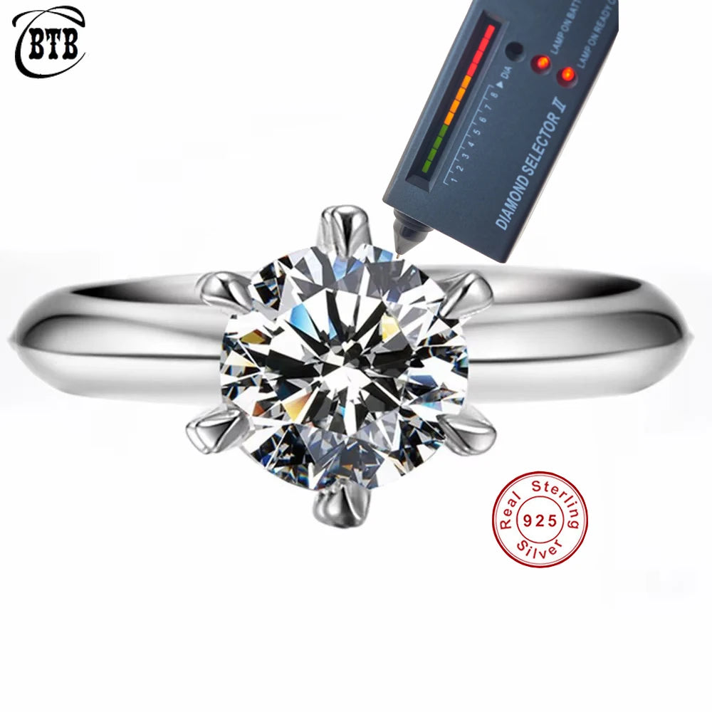925 Sterling Silver Moissanite Solitaire Ring, 1–3 ct