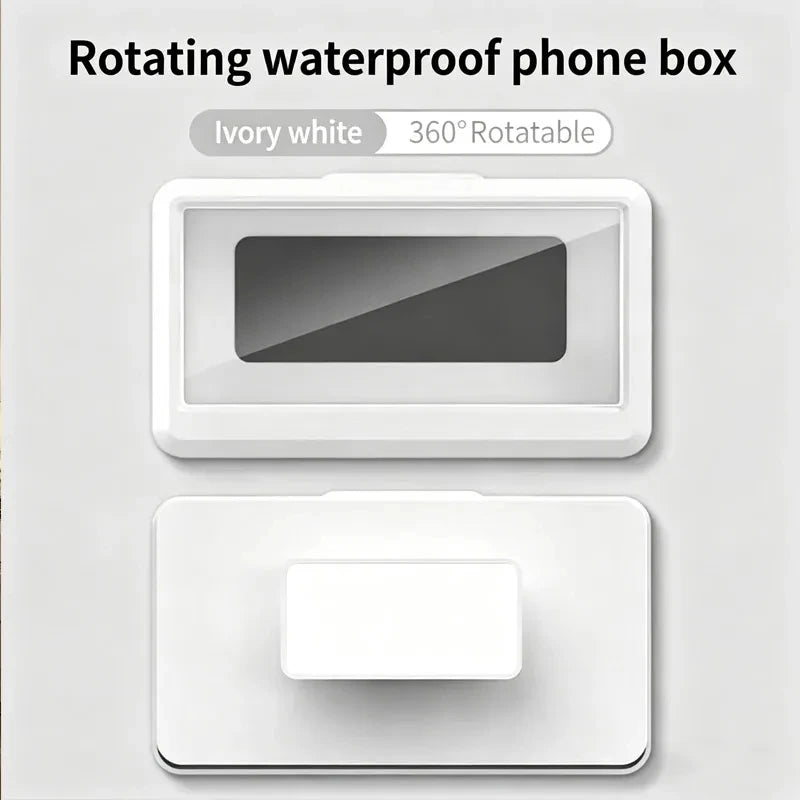 360-Degree Rotating Waterproof Shower Phone Holder, Anti-Fog Touchscreen Wall Mount Case