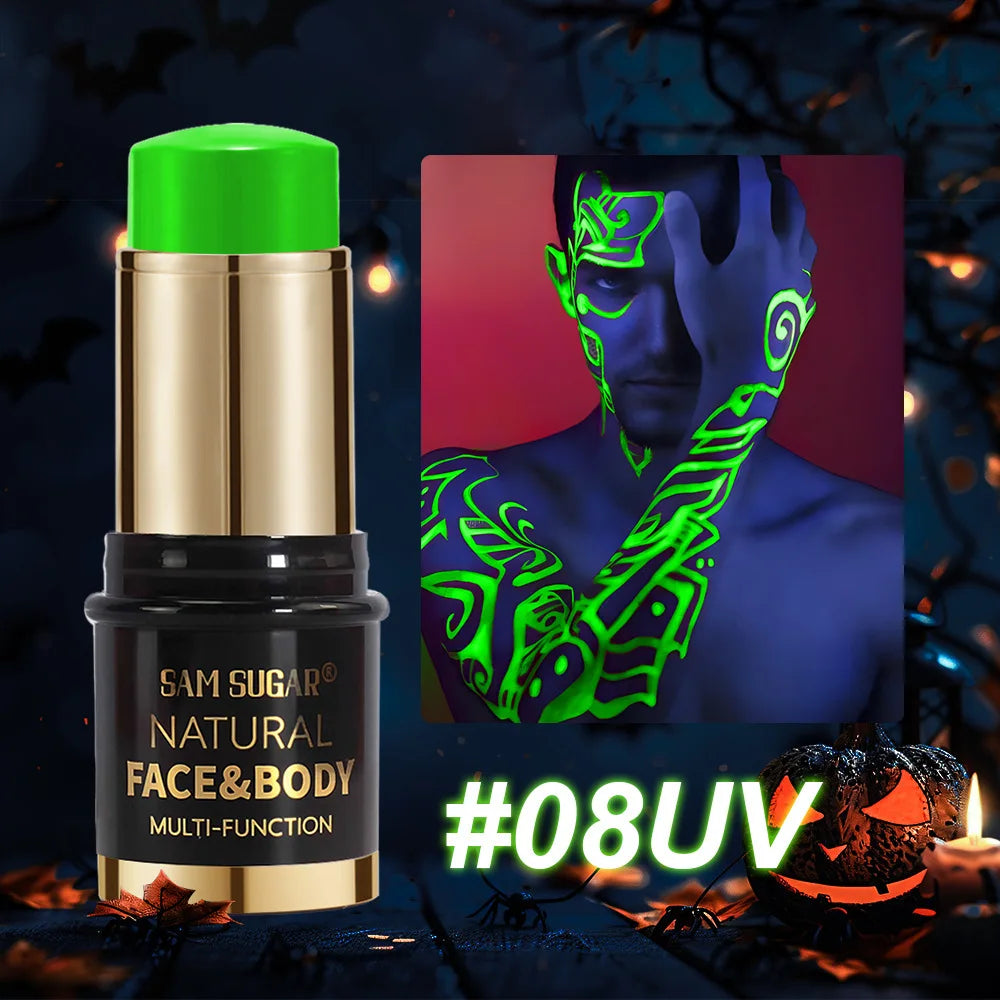 12 Colors Black White Halloween Makeup Waterproof Face Body Paint Stick Neon Colorful Blue Green Yellow Face Paint Cosmetics