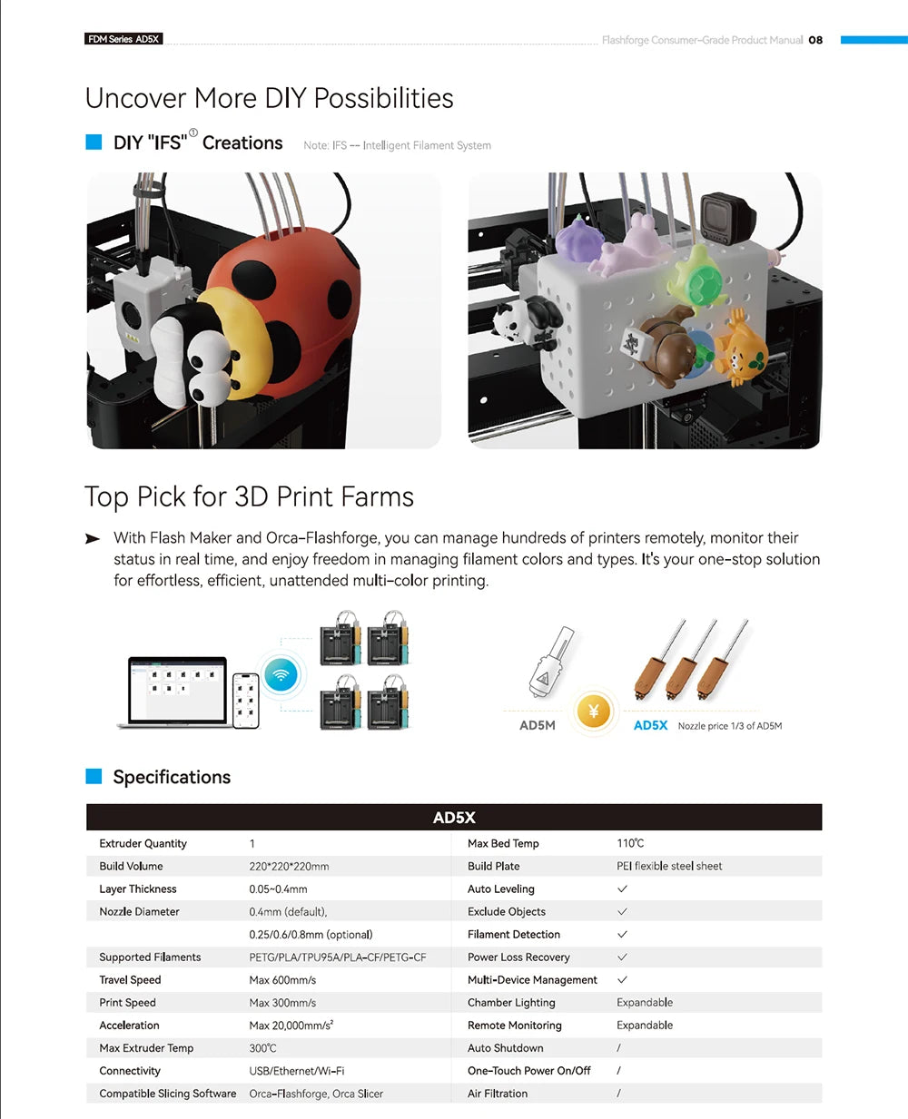 FLASHFORGE AD5X Multi-Color 3D Printer