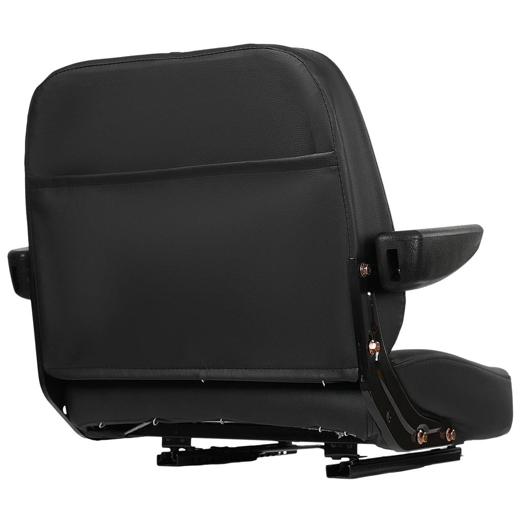 Forklift Seat with Armrest Universal Driver Side Tractor Seat Black Capacity 100kg Adjustable Bulldozer Lawnmower Seat