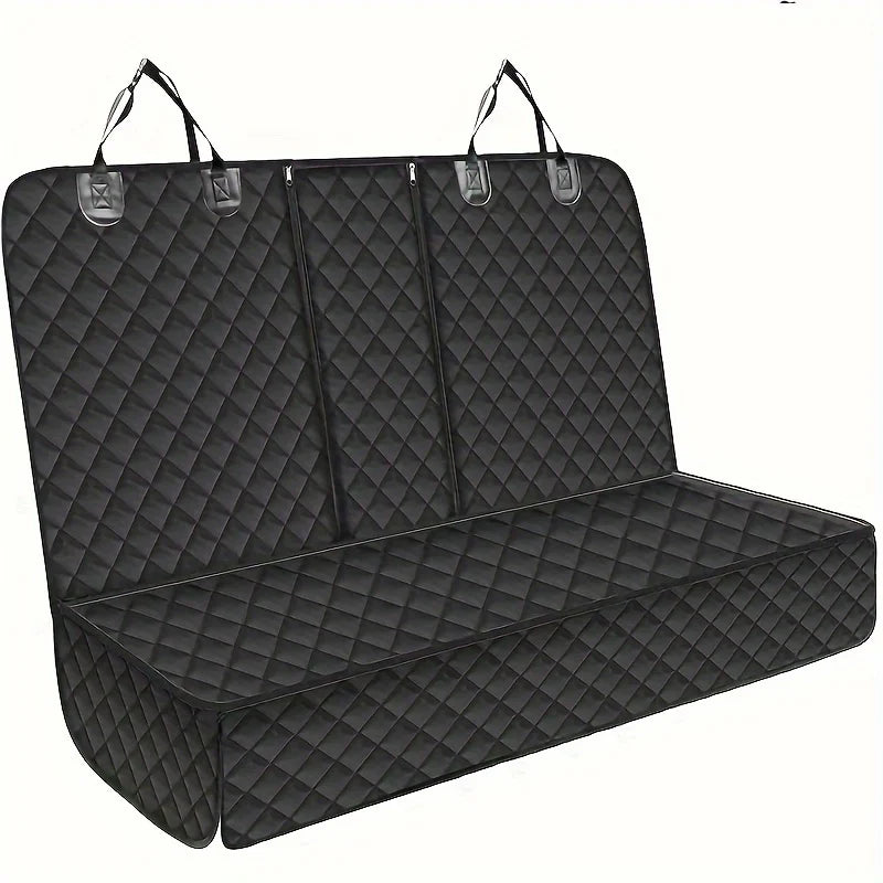 53in Waterproof Diamond Quilted Back Seat Dog Cover, Split Design Rear Bench Pet Car Seat Protector with Secure Hanging Straps, Anti-Scratch Stain Resistant Car Seat Cover for Messy Pets, Drooling Kids & Most Sedan Vehicles