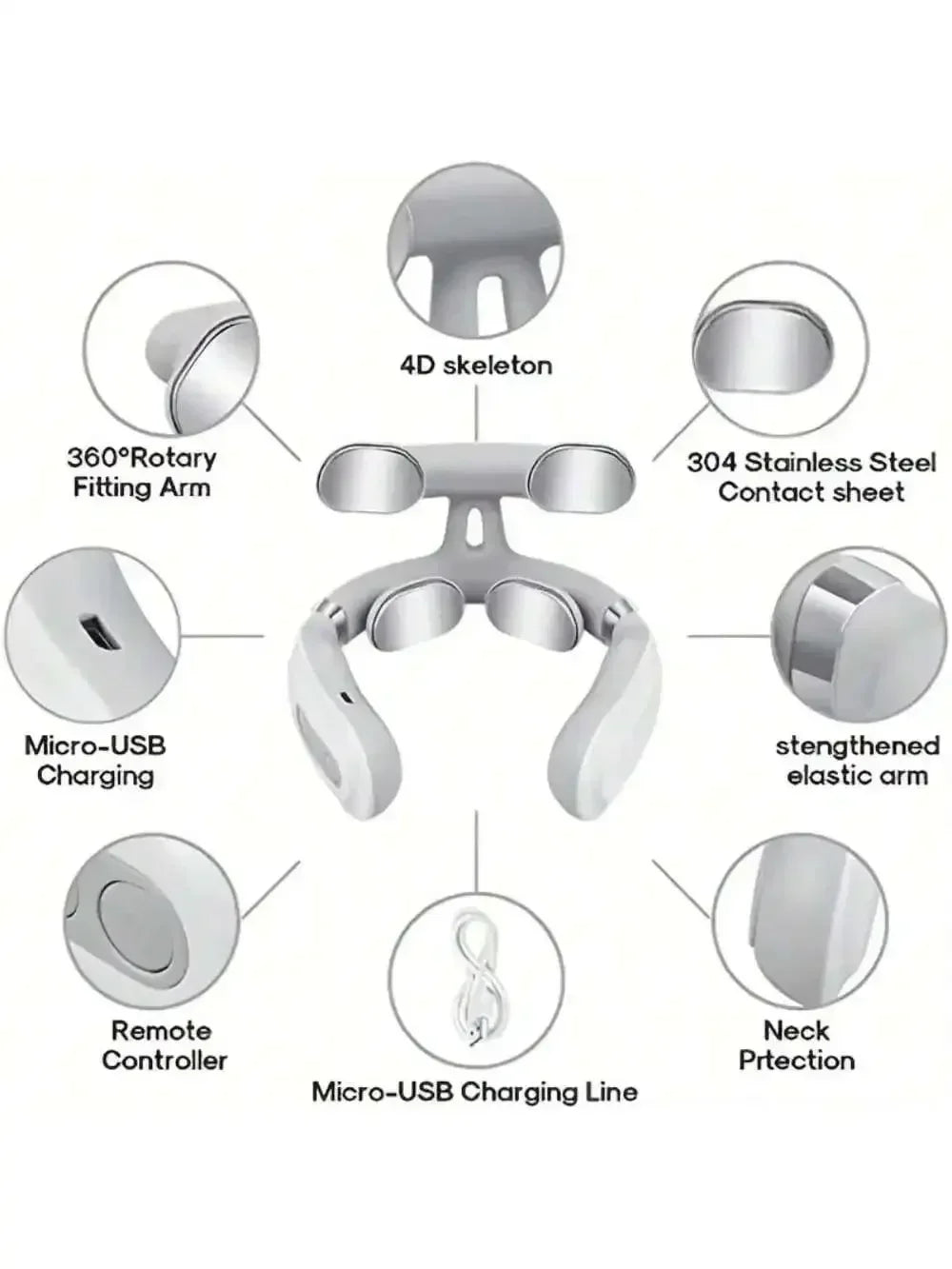 1 Pc Smart Portable Neck Shoulder Massager, Rechargeable Electric Massage Machine, for Home & Office Daily