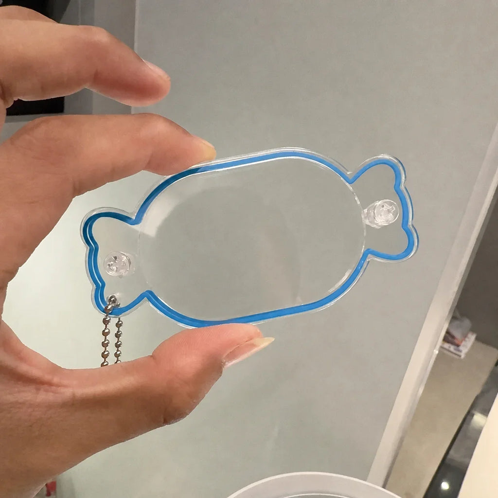Candy Shape Acrylic Shaker Keychain Clear DIY Charm Pendant with Colored Edge Gift for Bag Keychain Jewelry Making