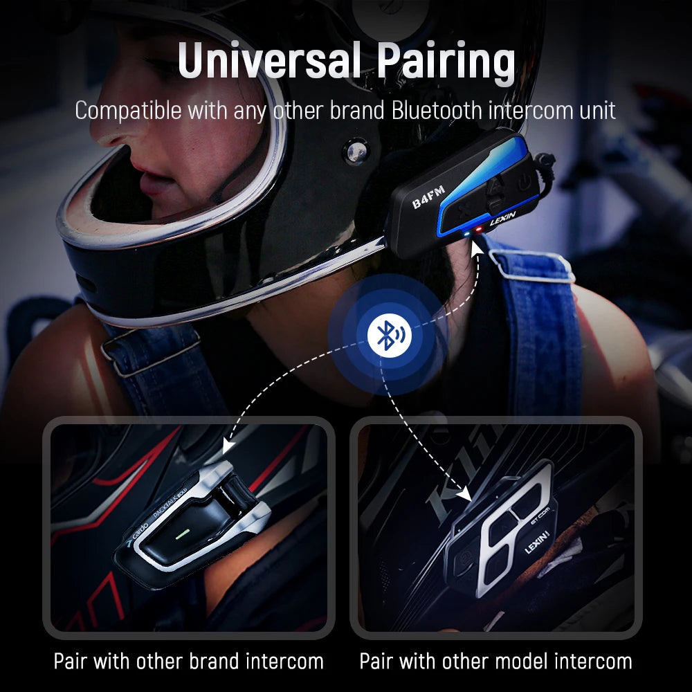 LX-B4FM-X for 10 Riders Intercom Motorcycle Bluetooth Helmet Headsets BT Moto with FM Radio