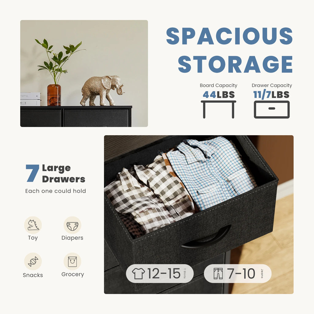 7-Drawer Fabric Dresser for Bedroom