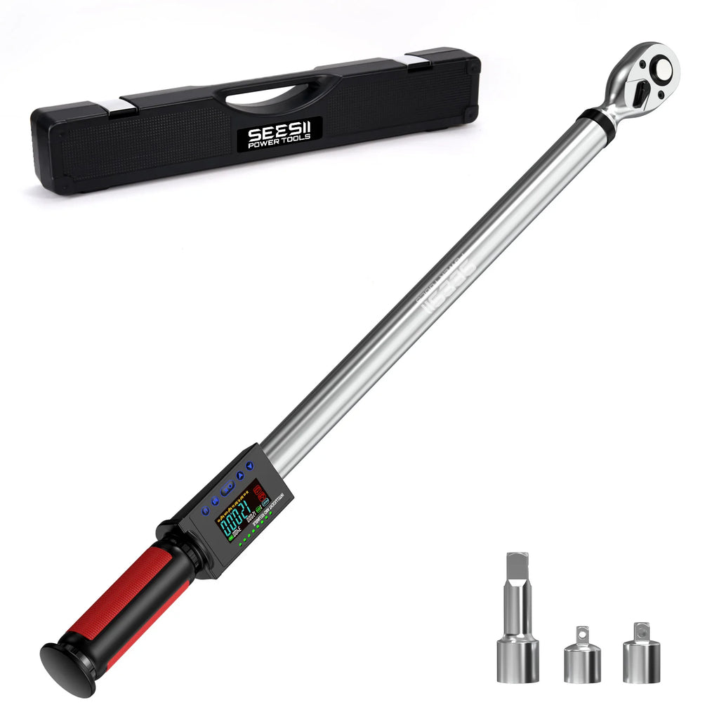 SEESII DH340 Digital Torque Wrench 340N.m Digital Electric Wrench 1/2" Drive 12.5-250.8ft-lbs/17-340N.m Buzzer LED Flash for Car Care