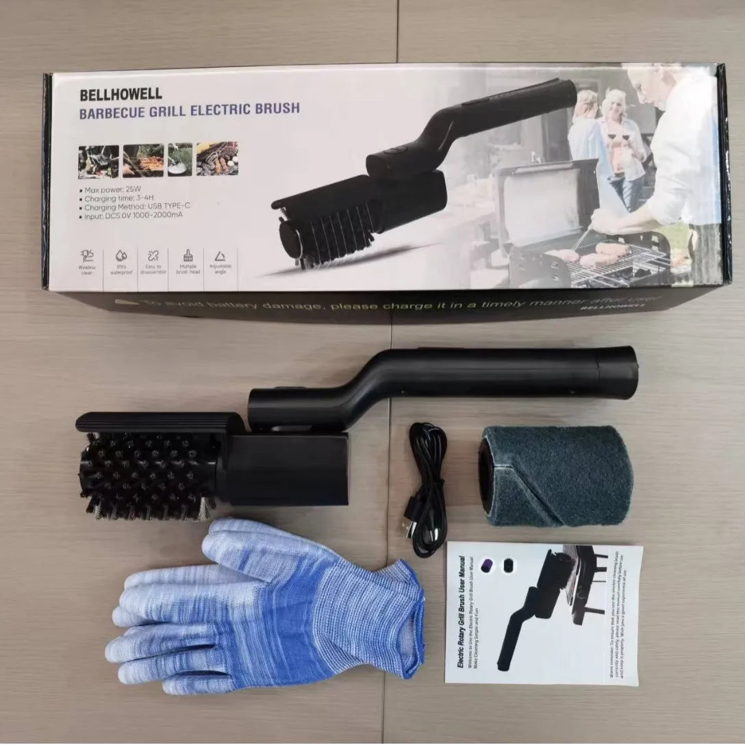 Electric Grill Brush, Multifunctional High Torque Grill Brush with 3-Speed Modes, 20kg Max Torque BBQ Cleaner Safe for Porcelain Cast Iron Stainless Steel, Reinforced Steel Bristles