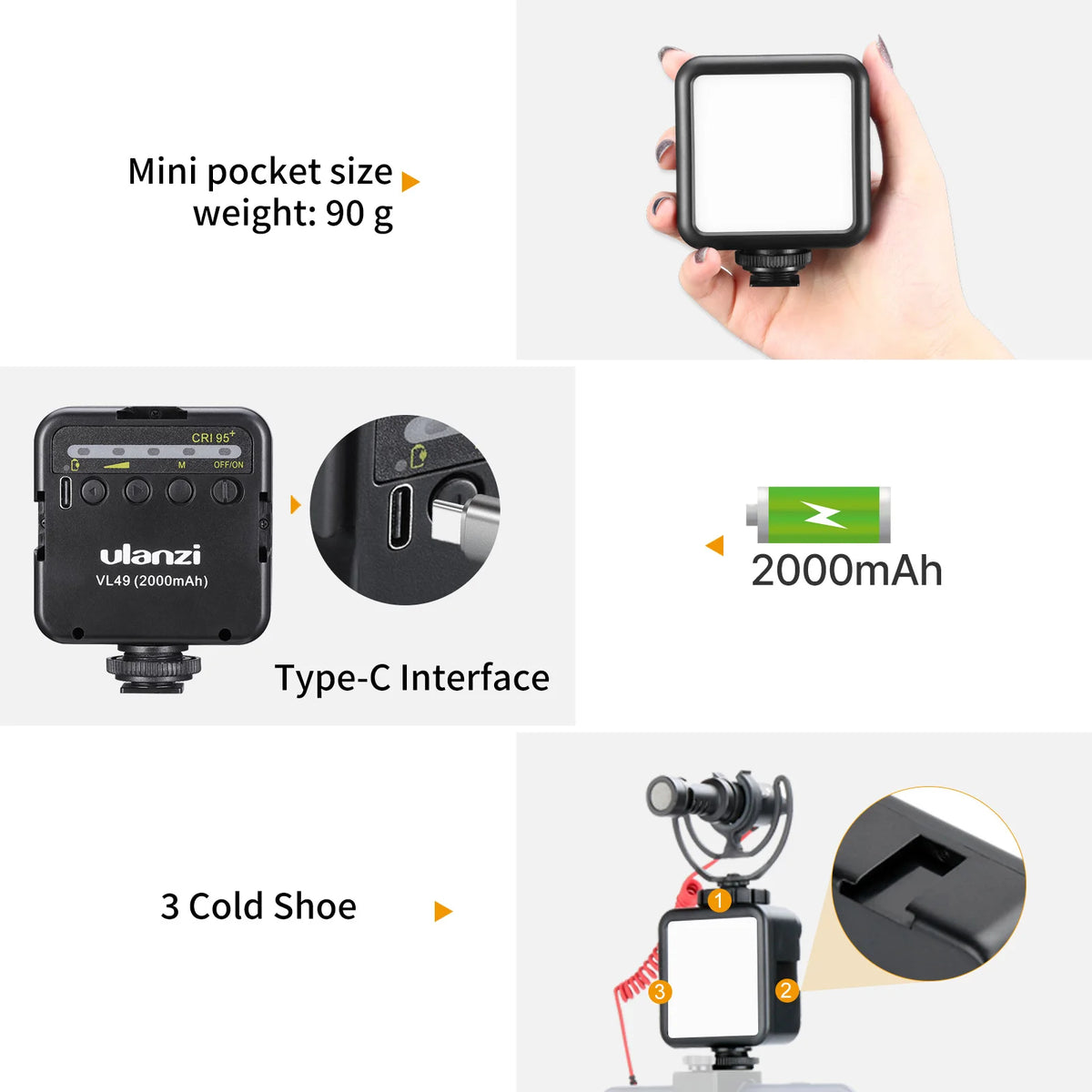 Ulanzi VL49 Mini LED Fill Light, 5500K