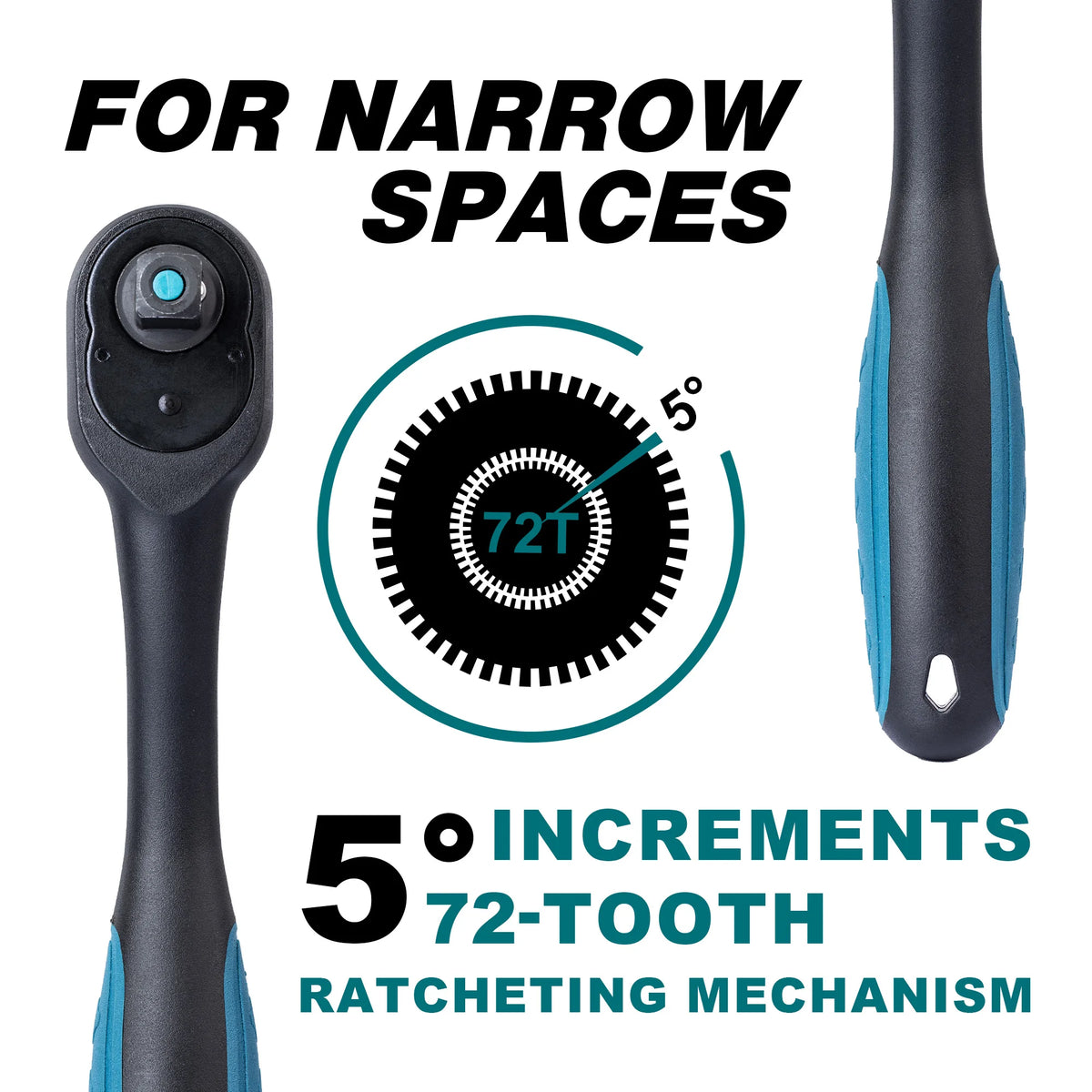 Reversible Ratchet Wrench Set, 1/4", 3/8", 1/2" (3 Pieces)