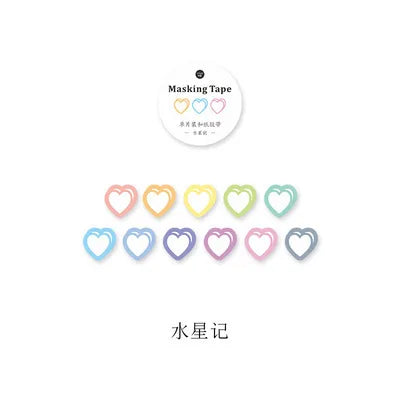 100pcs/roll Loving Heart Washi Tape Decorative Masking Morandi Color Scrapbooking Diary Paper Stickers
