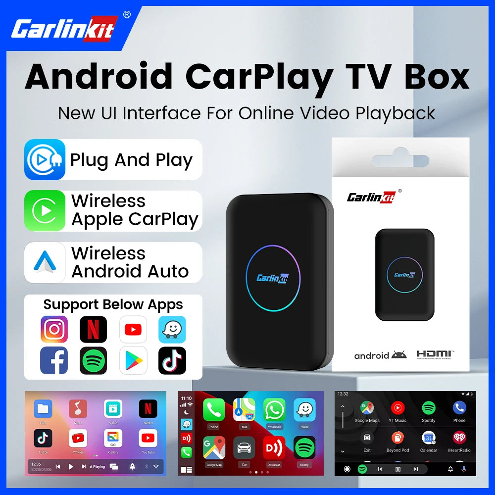 2026 CarlinKit Android TV Box LITE CarPlay Android Auto Wireless USB Adatper Support Netfilx Youtube Spotify For Car Multimedia