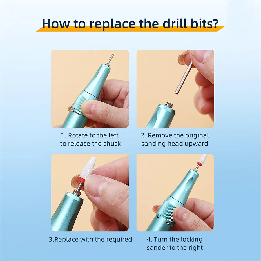 Portable Electric Nail Drill, USB Powered, Professional Electric Nail File Kit, Suitable For Acrylic & Gel Nails - Easy Manicure & Polishing - Efficient & Easy-To-Use Nail Care Tool, Nail Polishing & Shaping Tool, Suitable Fo