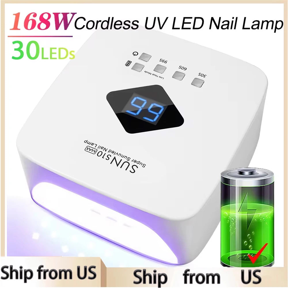 168W Rechargeable UV LED Nail Lamp with LCD Display and Auto Sensor